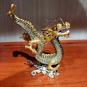 Amazon.co.jp: 龍神 置物 かわいい 昇運金龍キラキラと輝き ライン