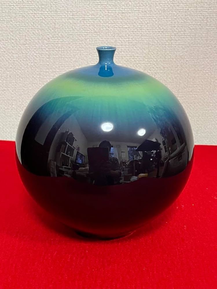 Amazon.co.jp: 九谷焼 柳雨軒 三代 人間国宝 徳田八十吉 正彦銘 碧明釉