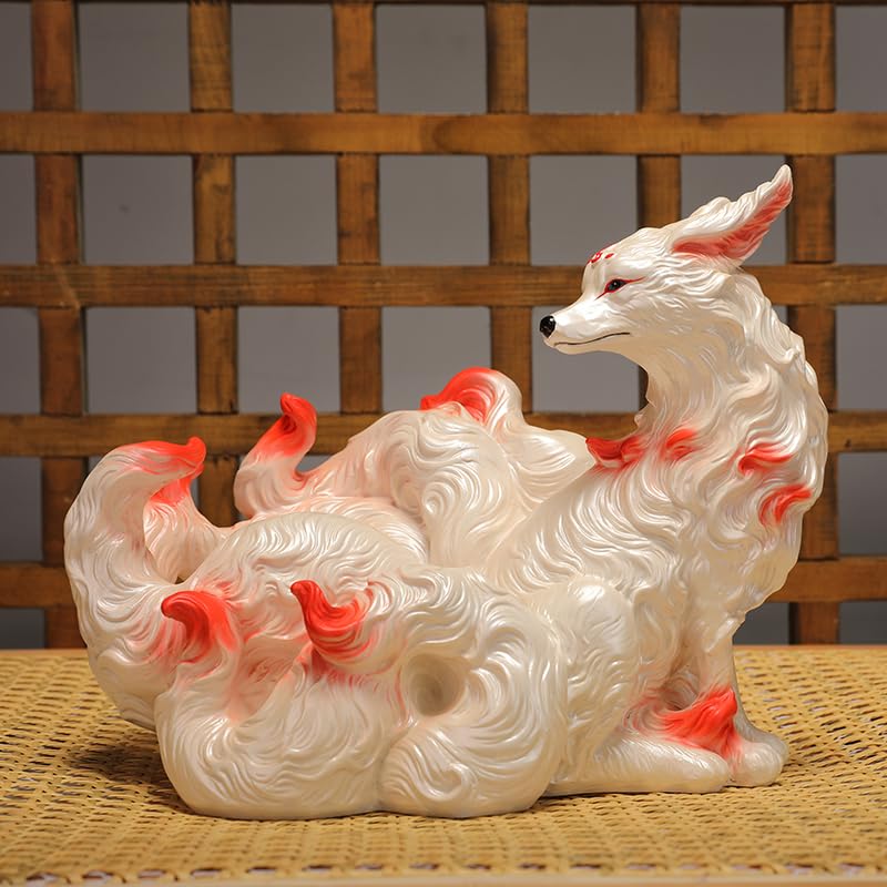 Amazon.co.jp: 九尾の狐 置物 きゅうびのきつね 縁起物 玄関 仏壇 飾り