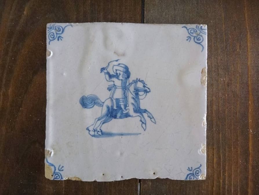 Amazon.co.jp: 17世紀オランダデルフトタイル【騎士c】)1600年代