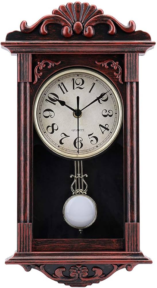 Amazon.co.jp: レトロ 壁掛け時計 静音 振り子 掛け時計 昭和期 昔