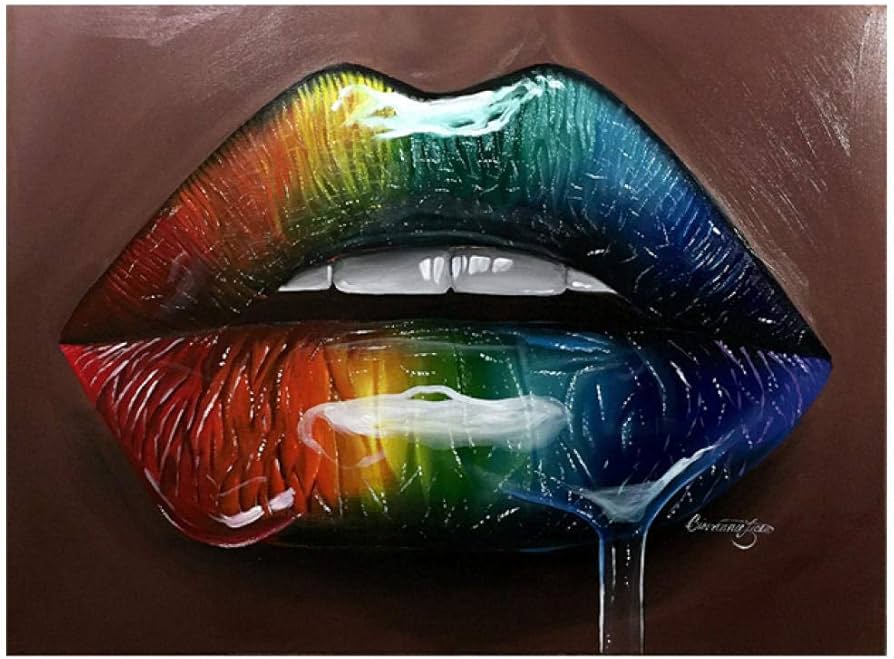 Amazon.co.jp: JSWHPセクシーな唇の壁の芸術家の装飾のキャンバスの