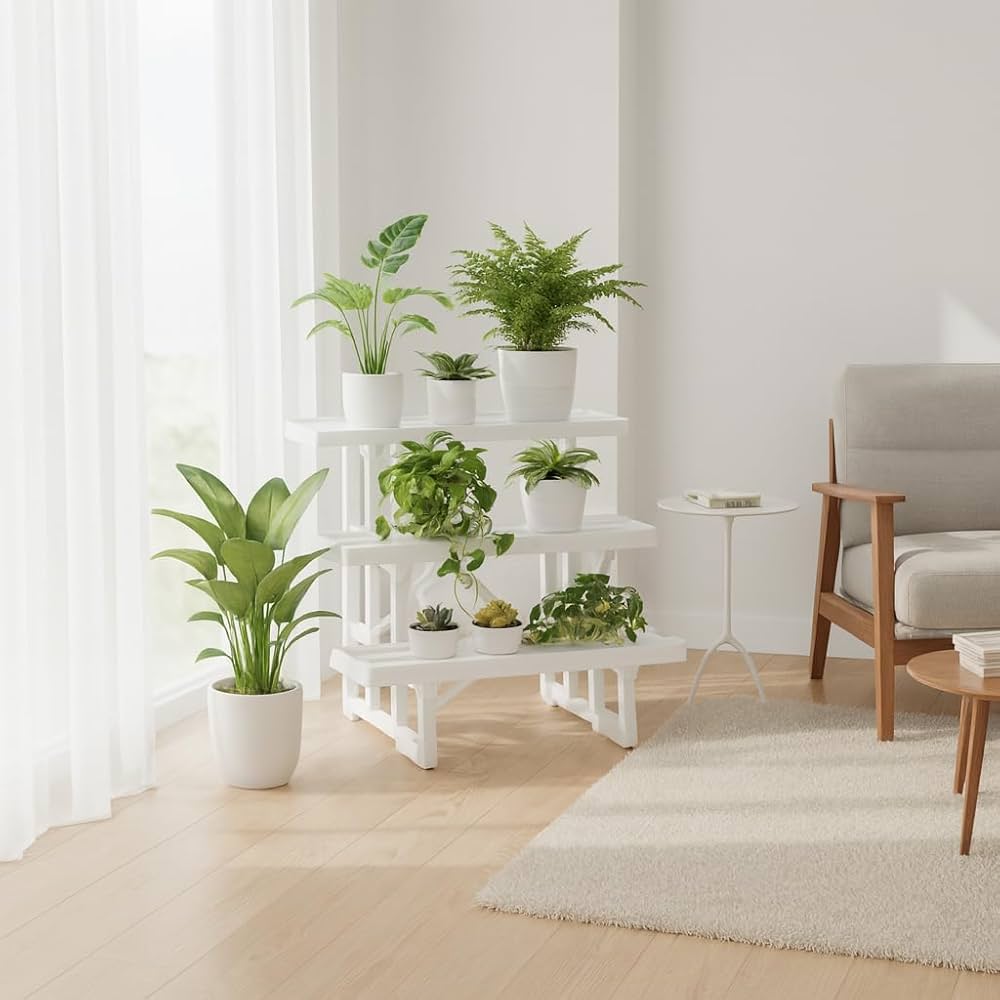 Amazon | グリーンパル フラワースタンド3段 ホワイト (約)w600×d490