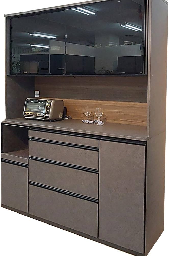 Amazon｜アルファタカバ 食器棚 レンジ台付き 完成品 幅160 日本製 幅