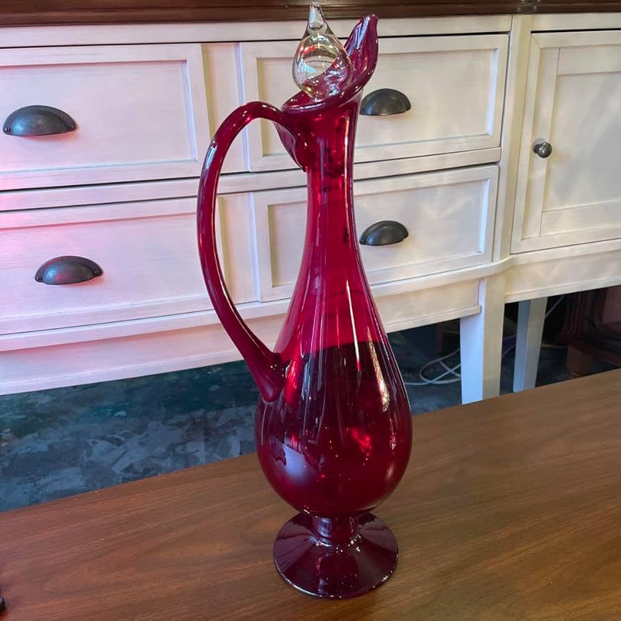 Amazon.co.jp: 沖縄琉球ガラス赤置物花瓶水差し赤 : ホーム＆キッチン