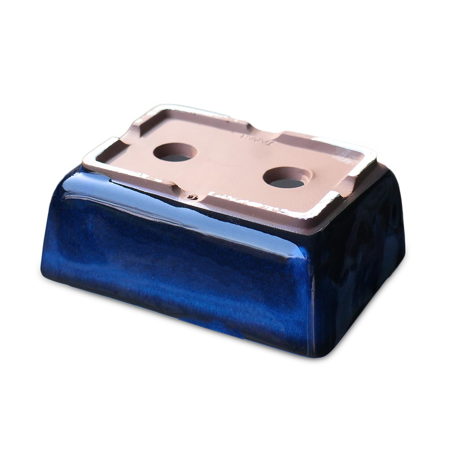 Amazon.co.jp: うめきち盆栽用品店 盆栽鉢 4.5号 ナデ角 青色 海鼠釉