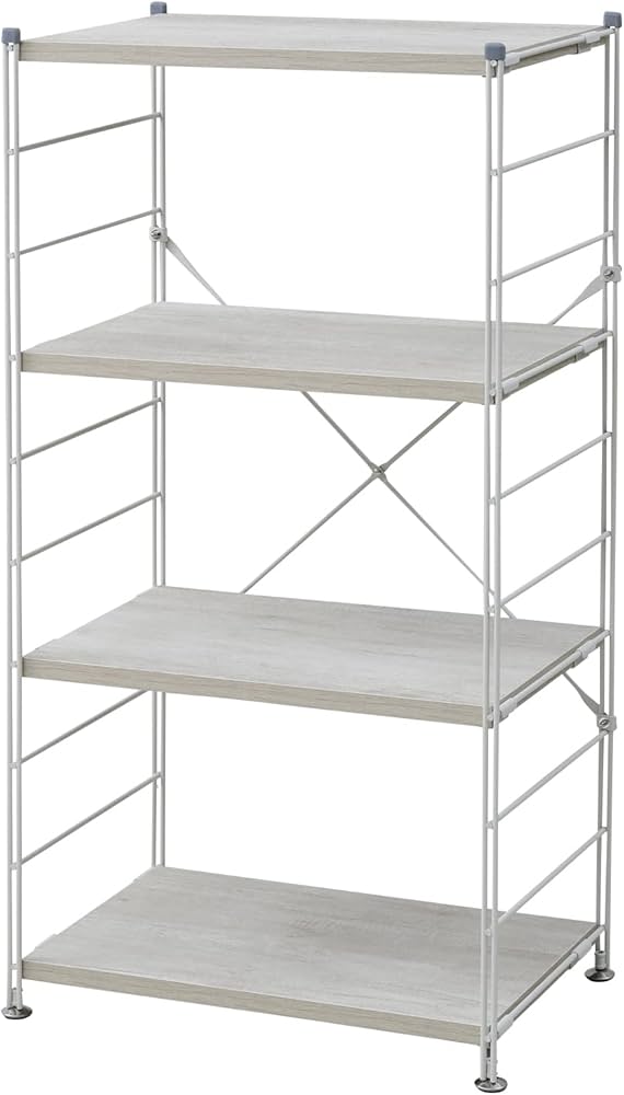 Amazon｜[山善] ウッドシェルフ 収納ラック 木製棚板 4段 幅65×奥行