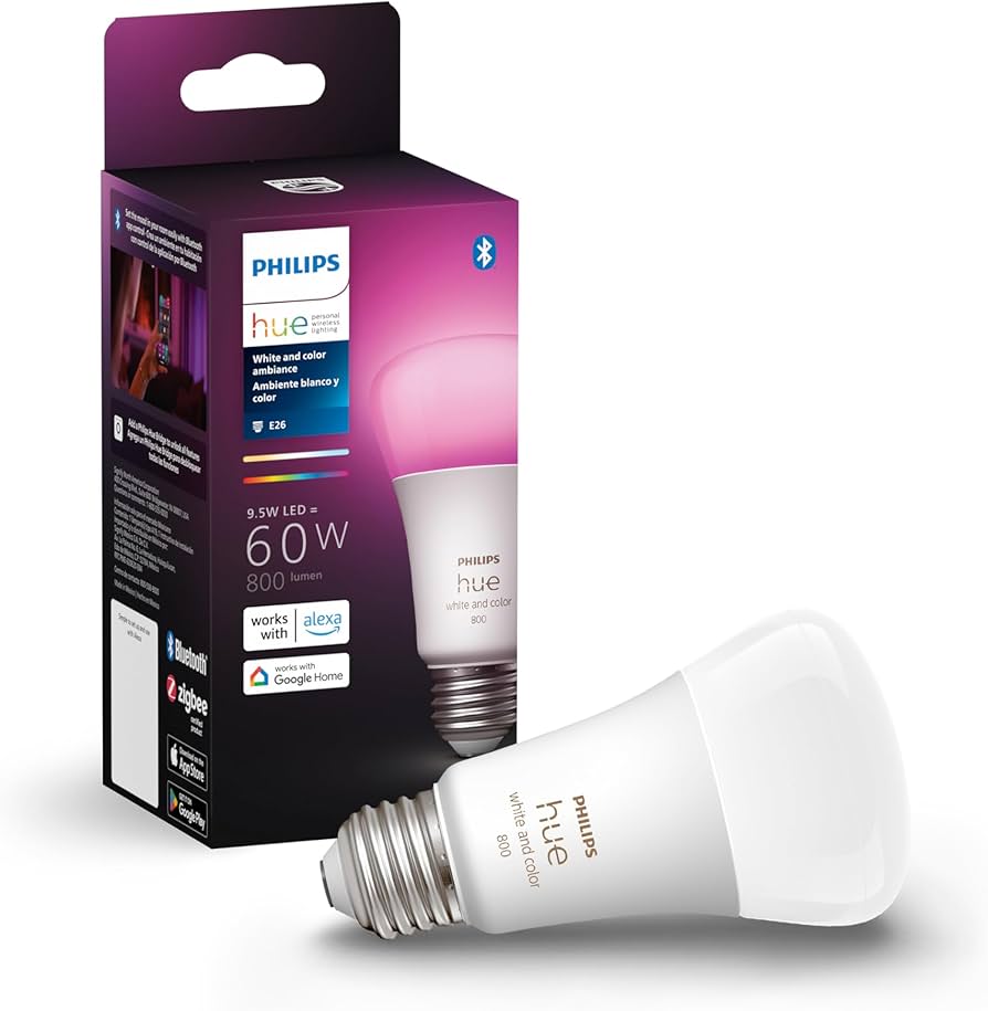 Philips Hue Smart 60W A19 LED Bulb - White and Color Ambiance