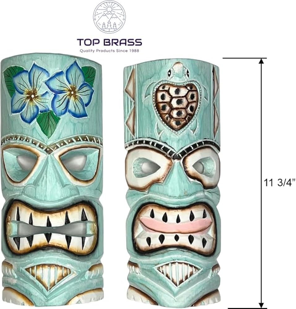 Amazon.com: Top Brass Set of 2 – Aqua Teal Tiki Mask – Unique Hand