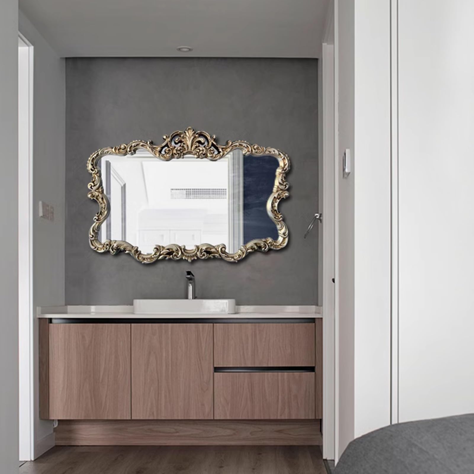 Amazon.co.jp: 大型 100X68 cm アンティーク調 ウォールミラー