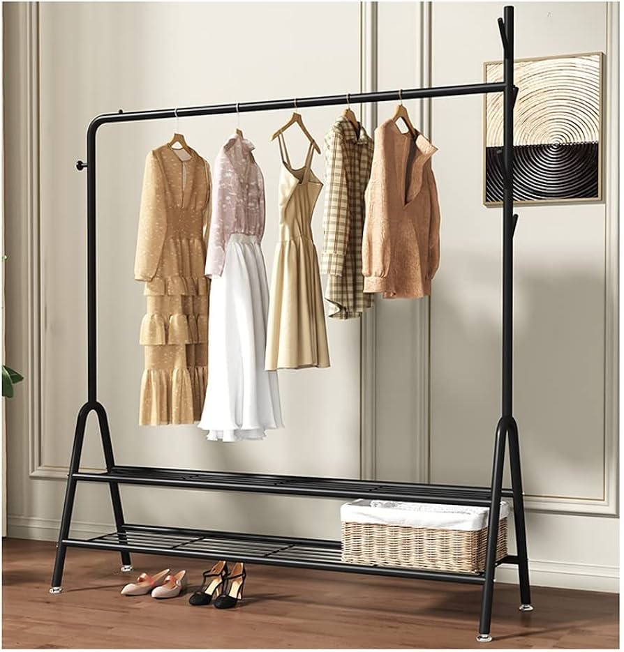 Amazon｜ハンガーラック 棚付き幅100/120cmワードローブパイプハンガー