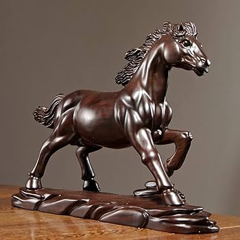 Amazon.co.jp: 置物 オブジェ 馬 高級天然黒檀木彫り 木製彫刻 工芸品