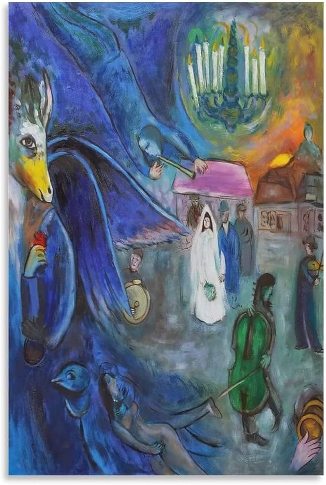 Amazon.co.jp: マルク・シャガールのポスター《結婚式の蝋燭》ウォール