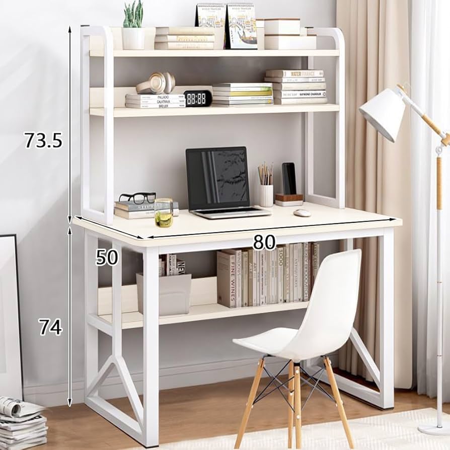 Amazon | Bidesen パソコンデスク 机 pcデスク 白 4段 幅80x奥行50x高