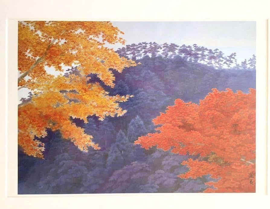 Amazon.co.jp: 東山魁夷絵柄24種展開「秋彩」額装 額 絵 印刷物 木製