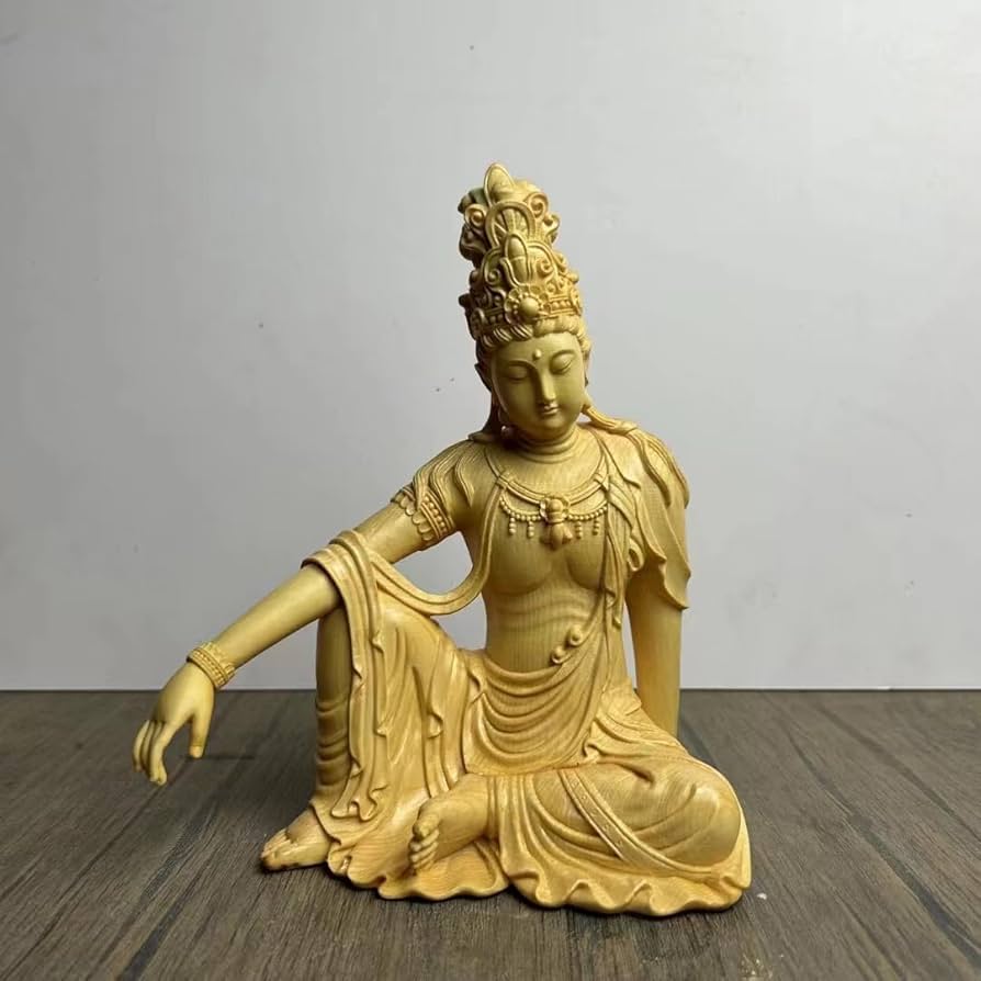 Amazon｜木彫り 仏像 【観音 様】 仏教美術品 観音像彫刻 観世音菩薩