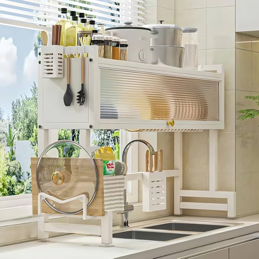 Amazon｜シンク上 水切りラック 食器水切りラック キッチンシンク上の