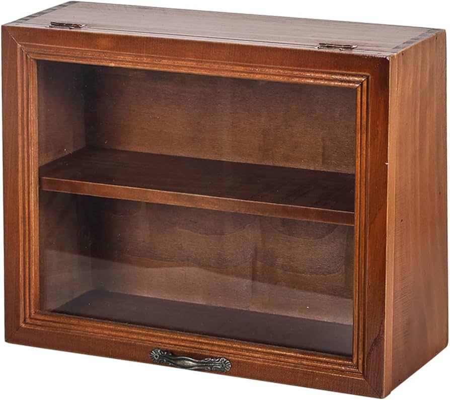 Amazon.co.jp: 木製 コレクションケース 卓上 小型 W30×D11×H22cm フ