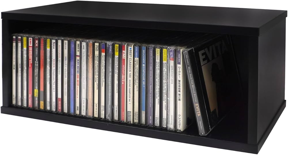 Amazon｜CDラック 収納ボックス 木製 CD収納棚 卓上 ショーケース棚 35