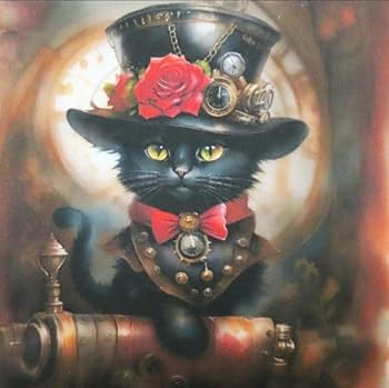 Amazon.co.jp: ゆきちゃん限定X1217-6 黒猫 スチームパンク パネル