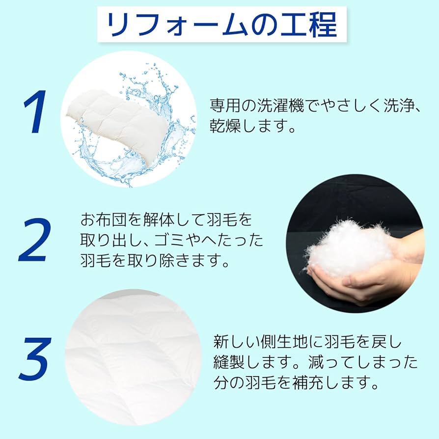 Amazon｜EFFECT 羽毛 布団 リフォーム 打ち直し ダブルからシングル