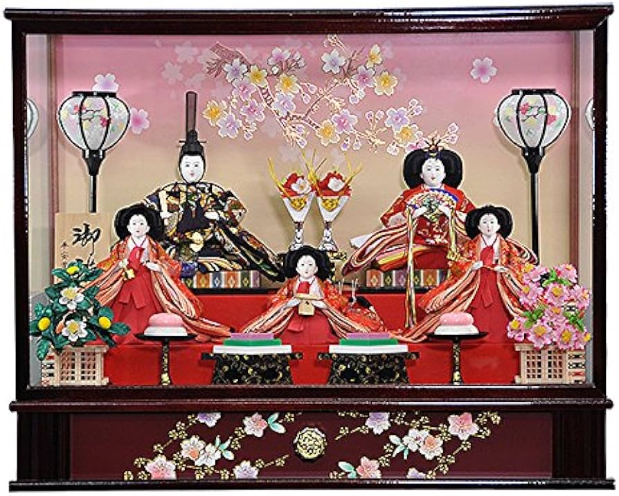 Amazon | 雛人形 ひな人形 ガラスケース飾りセット 三人官女付 五人