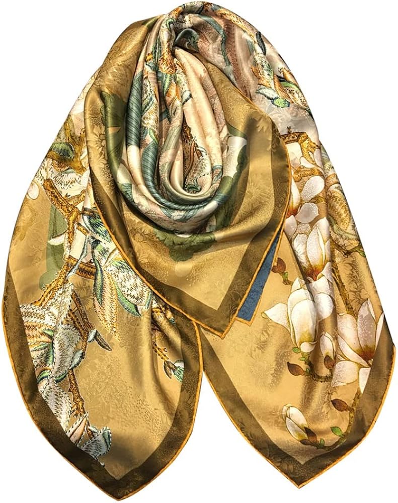 NSUQOA JSEIAJB Women's Sided Silk Large Square Scarf Chinese Silk