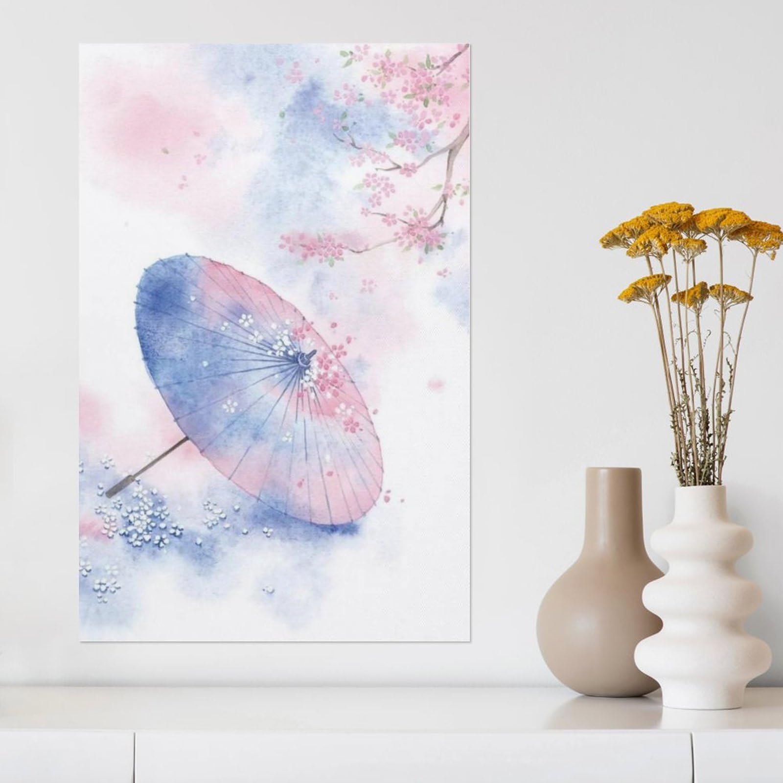 Amazon.co.jp: 絵画 青とピンクの花の傘インテリア 絵画 魅力的な