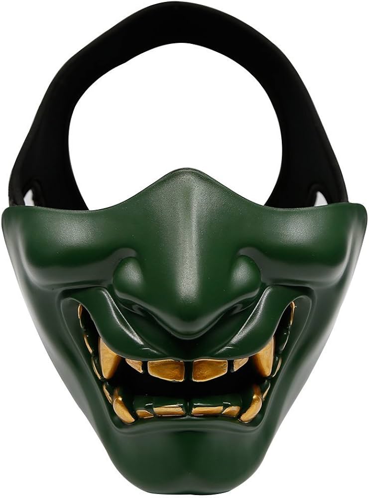 Amazon.co.jp: 般若のお面 はんにゃ サバゲー ハーフマスク CS野戦