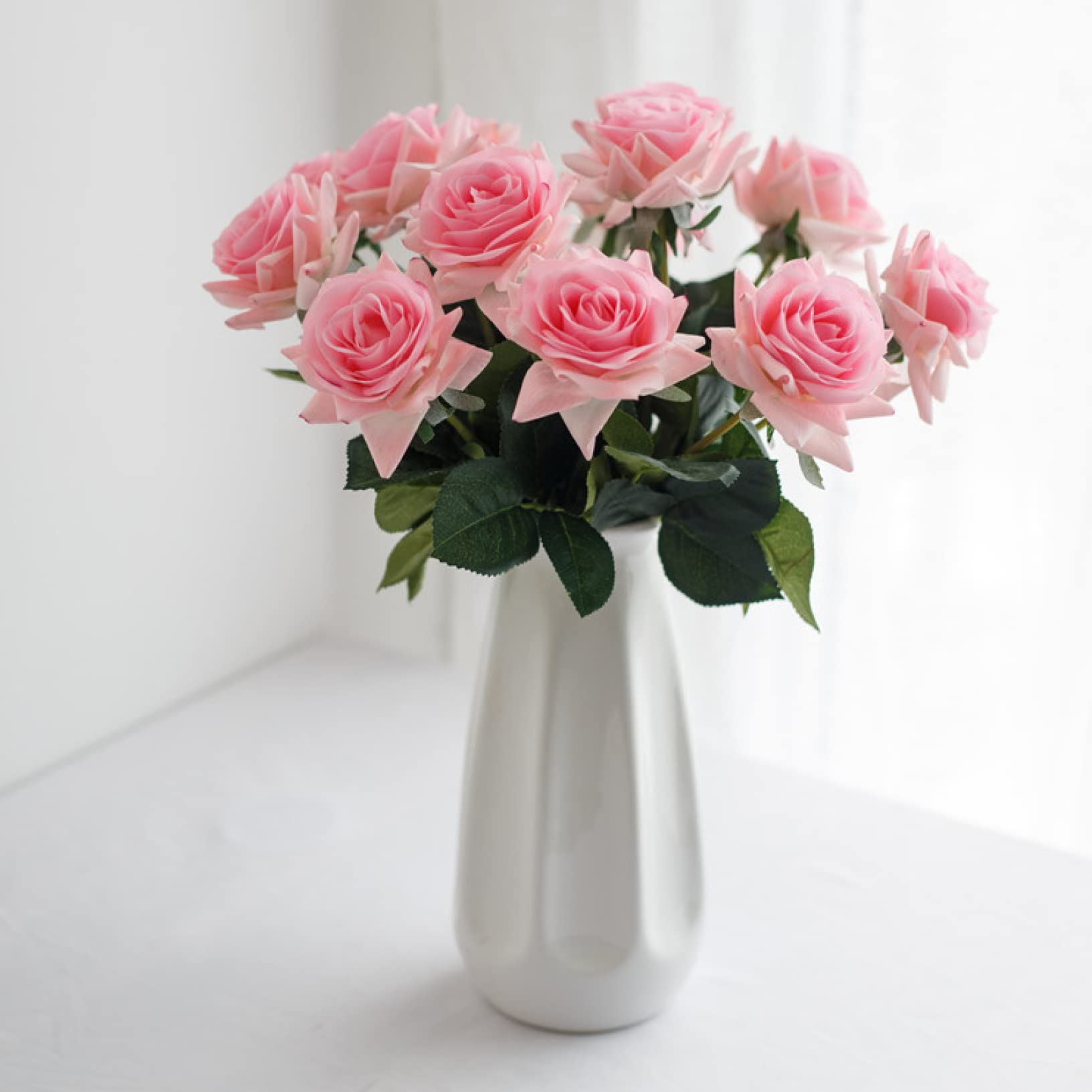 Amazon｜造花 枯れない花 アートフラワー 深桃色 5本 バラ 薔薇 ばら