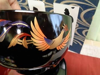 Amazon.co.jp: 和風器 山本寛斎デザイン 漆器 小判盆付汁椀 鳳凰絵柄