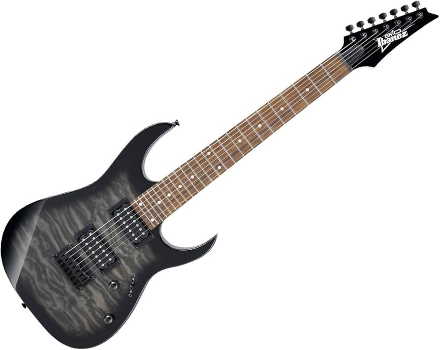 Amazon.com: Ibanez Gio GRG7221QA 7-String - Transparent Black