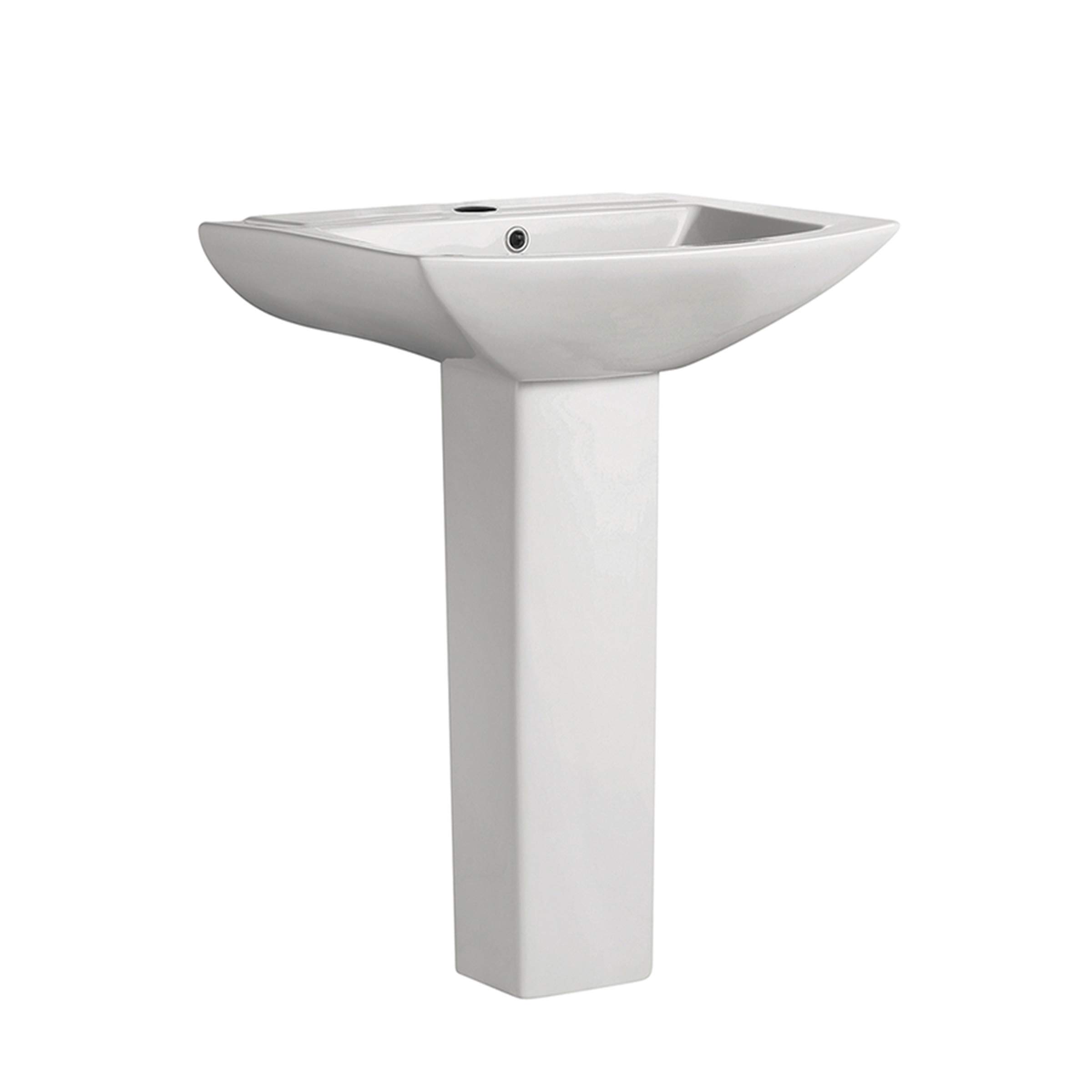 Sublime Rectangular Two-Piece Ceramic Pedestal Bathroom Sink in