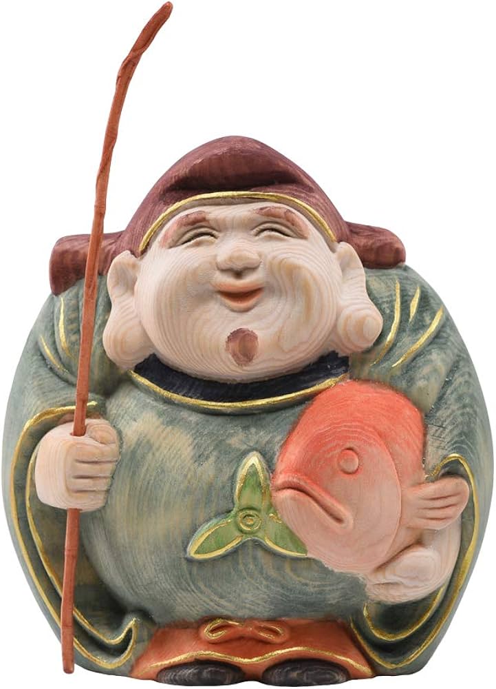 Amazon｜繁樓藝雕 恵比寿 開運招福七福神 桧木製 無病息災 福徳 福運