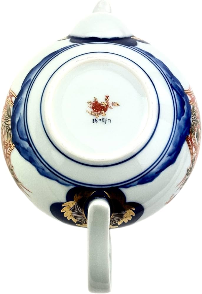 新品波佐見焼林九郎窯金彩櫻閣紋ティー ポット 磁器 460cc