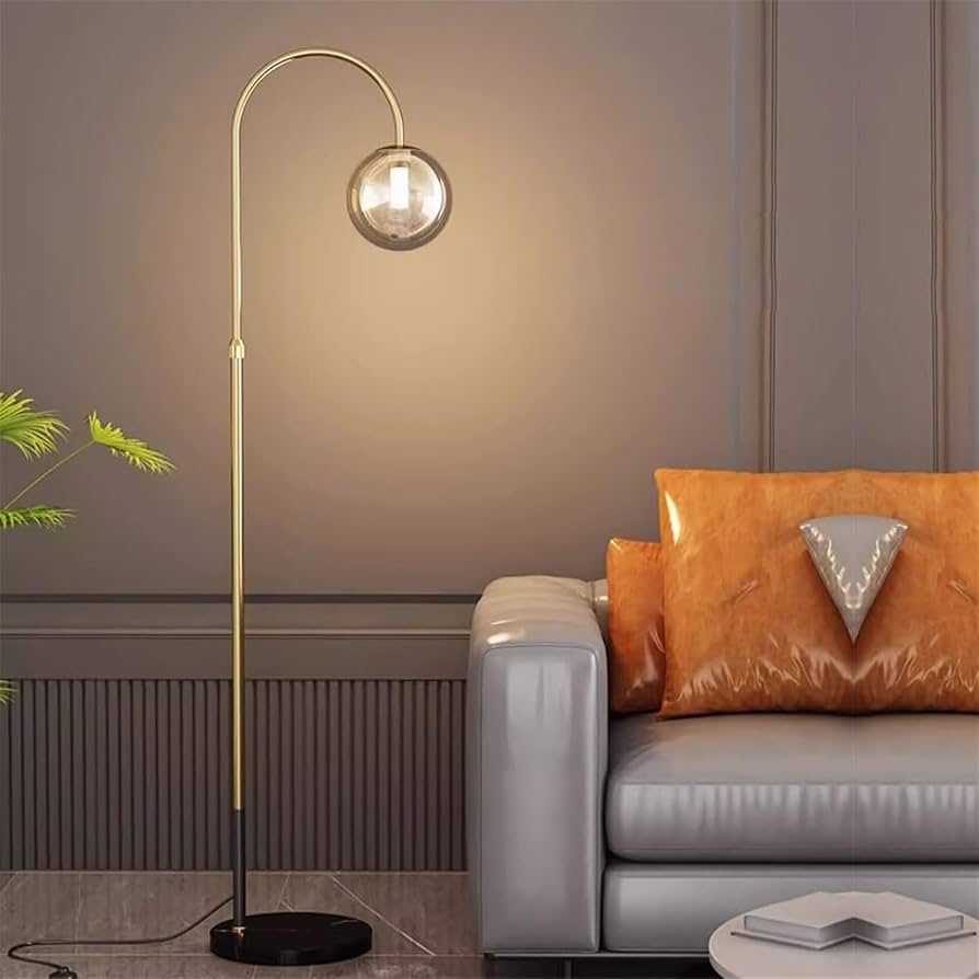 Amazon.co.jp : アンバーガラスグローブシェードフロアランプ