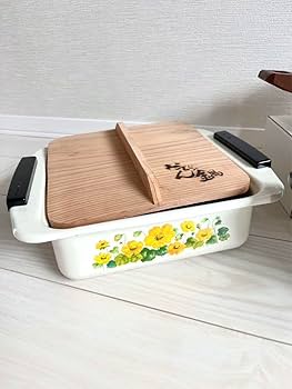 Amazon.co.jp: 昭和レトロ ホーロー 鍋 おでん鍋 3点セット 花柄 黄色