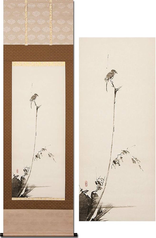 Amazon.co.jp: 掛け軸 枯木鳴鵙 宮本武蔵 武蔵 尺五 こぼくめいげき