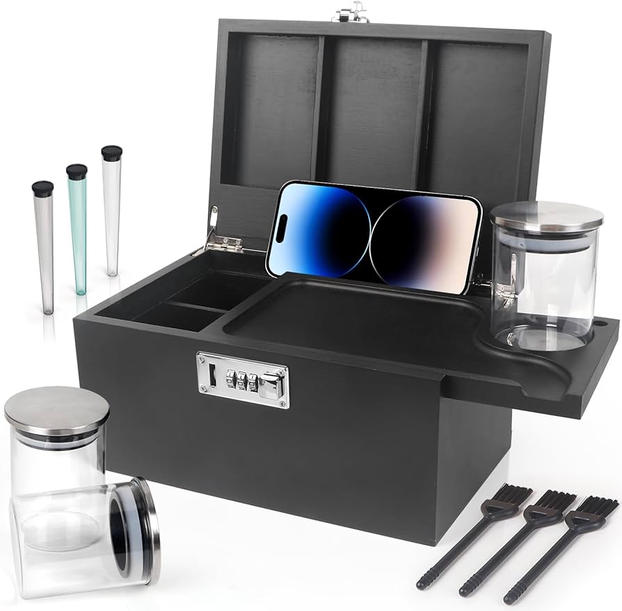 Amazon.com: Large Black Bamboo Box with Combination Lock, Premium