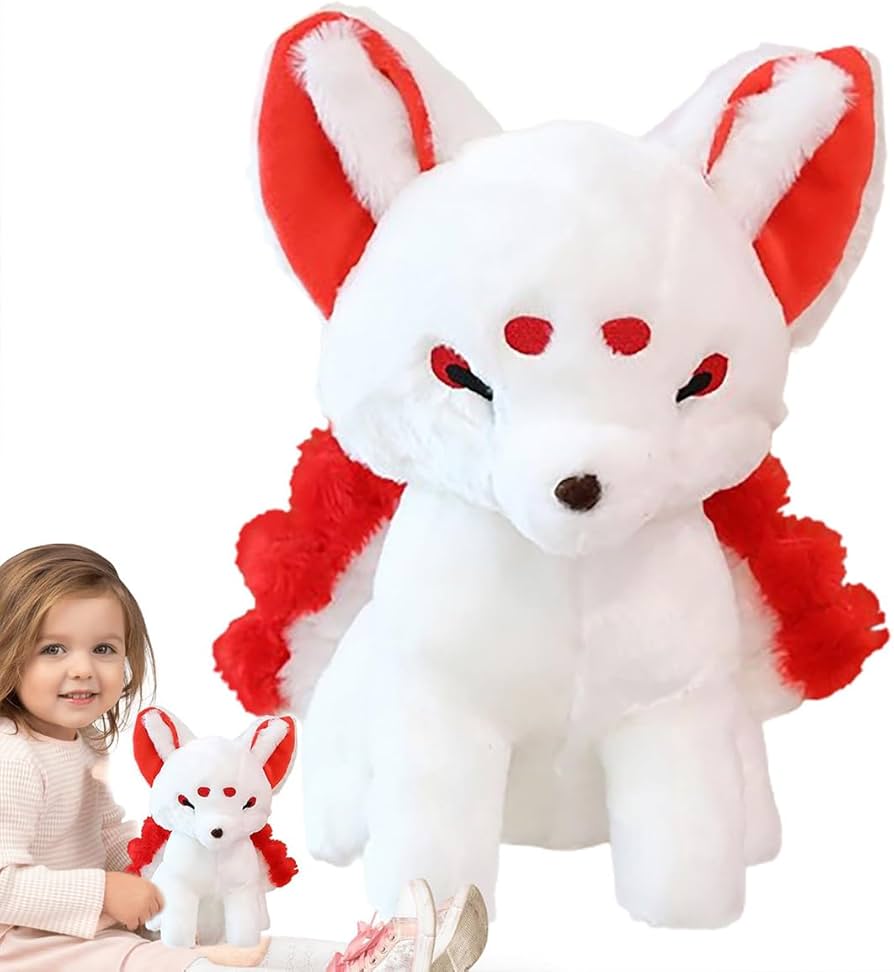 Amazon.co.jp: かわいいキツネのぬいぐるみ、愛らしい九尾のキツネの