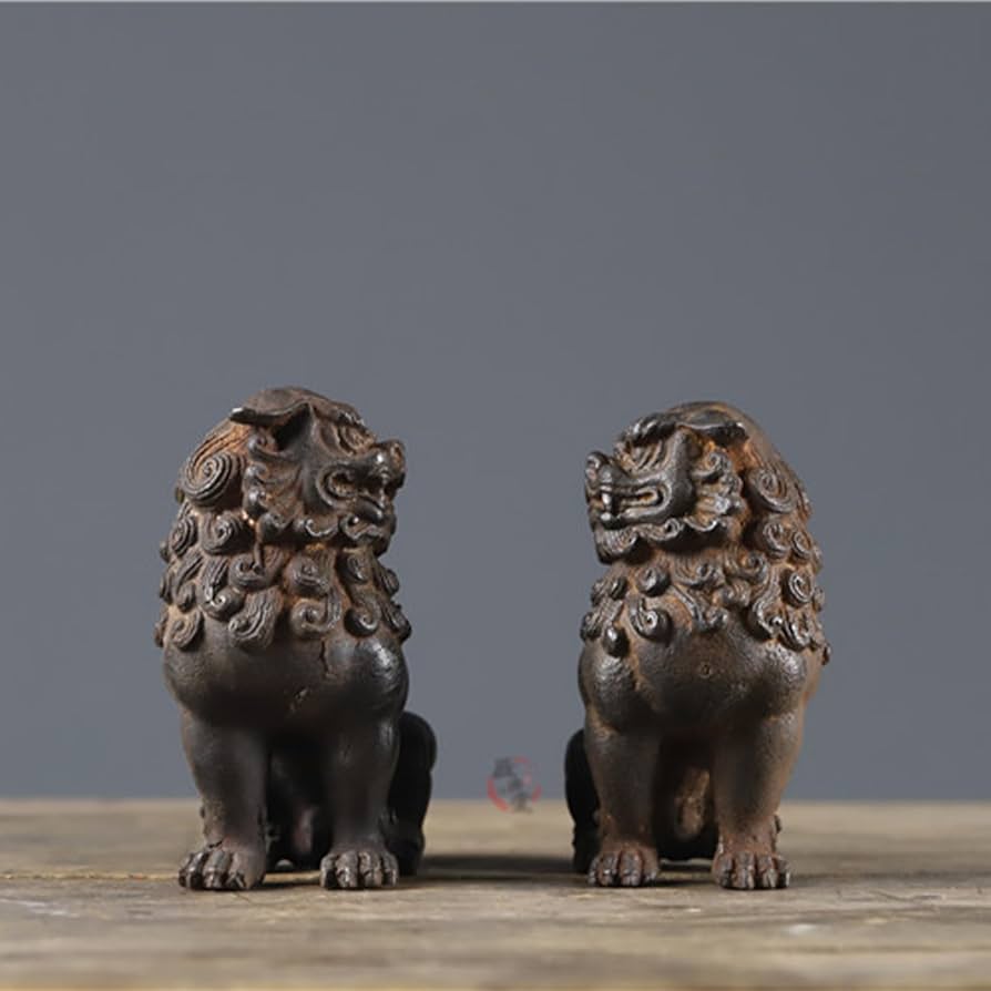Amazon.co.jp: 狛犬 獅子 一対 シーサー 置物 玄関 風水グッズ 厄除け