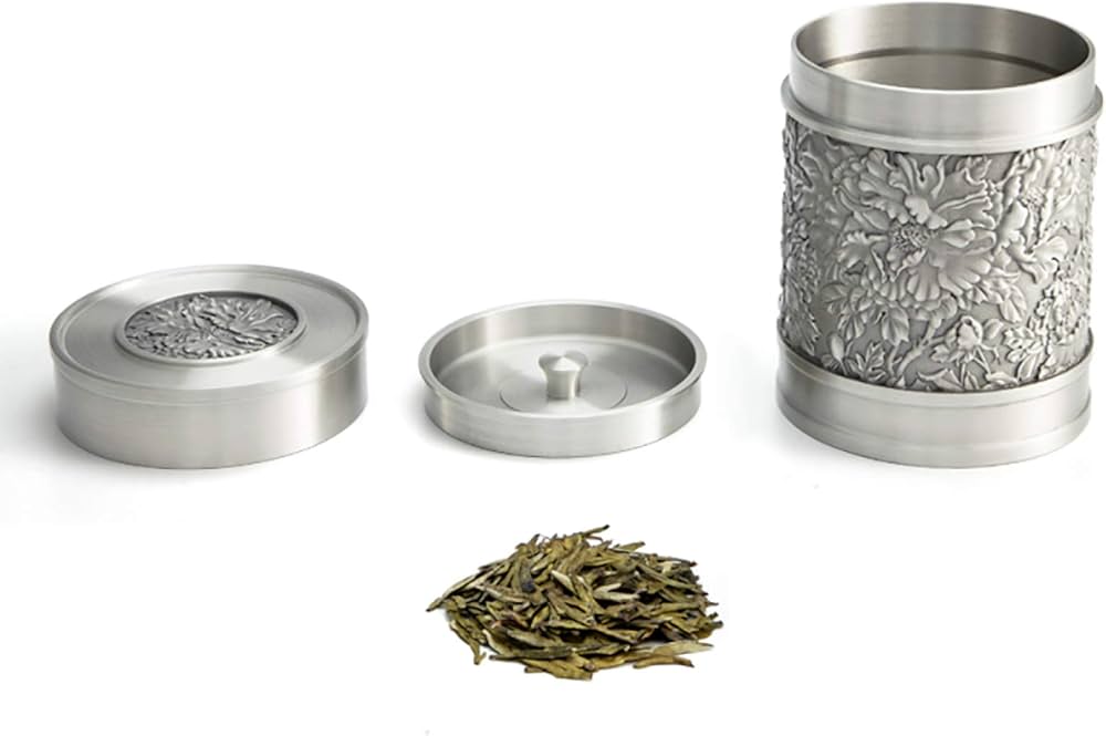 Amazon｜錫茶筒茶筒おしゃれ, ダブル錫蓋密封, 茶器伝統工芸 (容量:90g