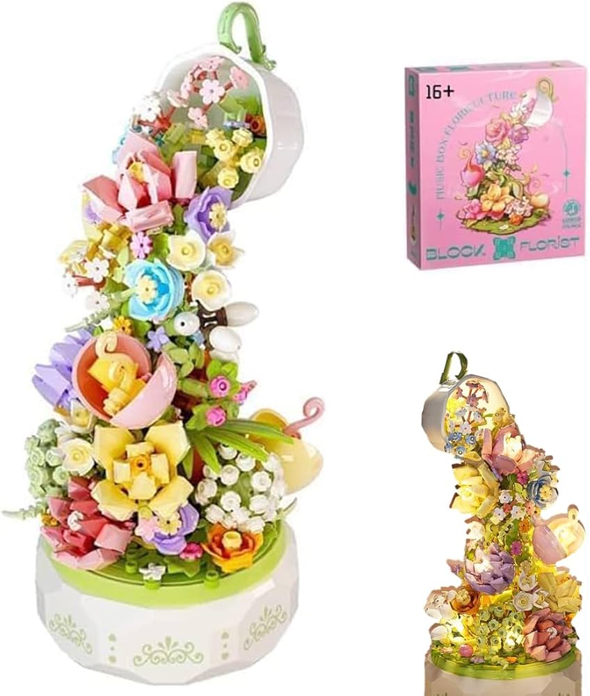 Amazon.com: FULHOLPE Street View Flower Music Box Bricks Model Set