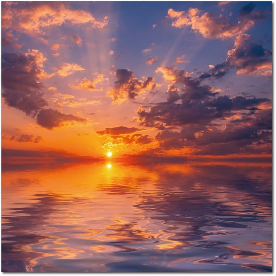 Amazon.co.jp: 壁掛け 海 海面 海岸 浜辺 風景 景色 夕焼け 夕日 凪