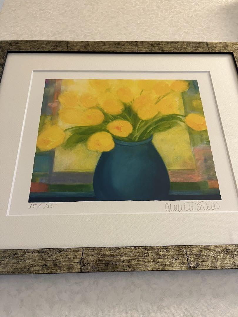 Amazon.co.jp: ジニーキム 限定版画 額入緑の花瓶のチューリップ