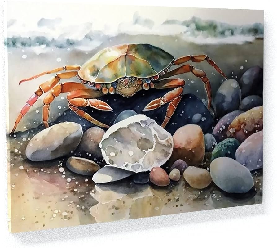 Amazon.com: Sense Canvas Crab Beach 10 Canvas Art - Home Decor