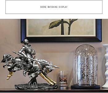 Amazon.co.jp: 騎士像中世の馬上槍試合装甲騎士の彫刻バトルウォリアー