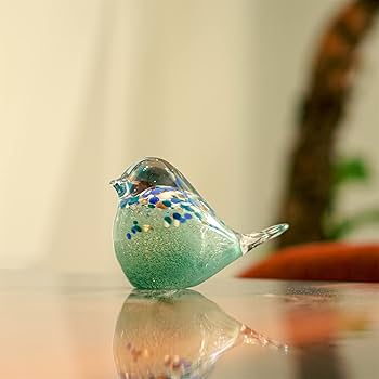 Amazon.co.jp: QFkris 17.8 cm 大きい ハンドメイド ガラス 鳥 置物
