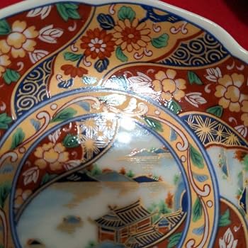 Amazon.co.jp: 龍峰窯 金彩 古伊万里 花文様 小皿 5枚セット 輪花皿