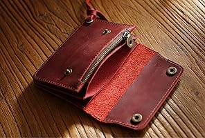 Amazon | 牛革 ミドルトラッカーウォレット (レッド) | 財布